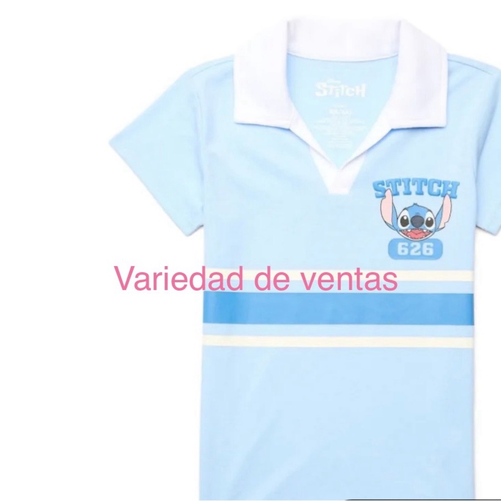 Polo Gráfico de Manga Corta para Niñas de Stitch, Tallas 4-16